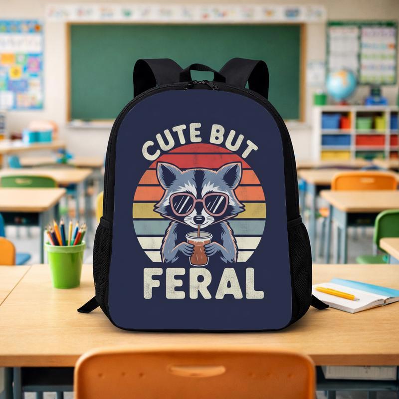 Vintage Raccoon Backpack - Back To School Cute But Feral Custom Backpack - Savourry