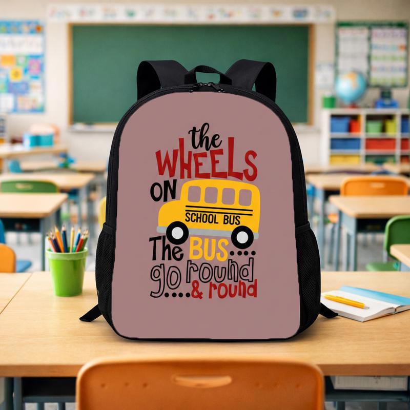 Wheels On The Bus Backpack - Cute Kids School Style Custom Backpack - Savourry