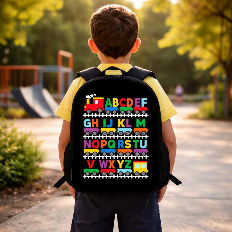 ABC Train Kids Backpack - Alphabet Learning Back To School Custom Backpack ABC Train Kids Backpack - Alphabet Learning Back To School Custom Backpack