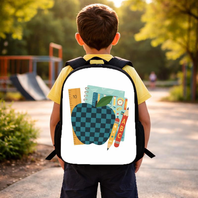 Apple Theme School Backpack - Elementary School Learning Essentials Custom Backpack Apple Theme School Backpack - Elementary School Learning Essentials Custom Backpack