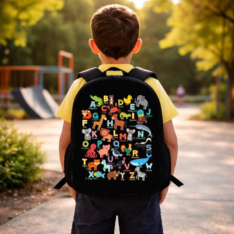 Back To School Backpack - Cute Alphabet Animals Kindergarten Custom Backpack Back To School Backpack - Cute Alphabet Animals Kindergarten Custom Backpack