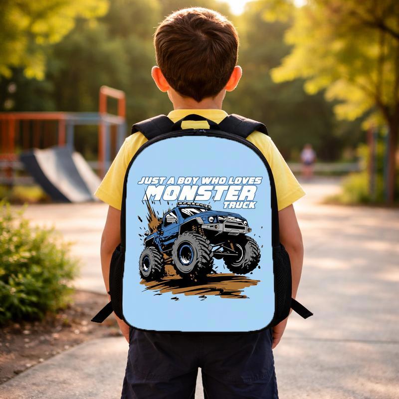 Back To School Backpack For Boys - Just A Boy Who Loves Monster Truck Custom Backpack