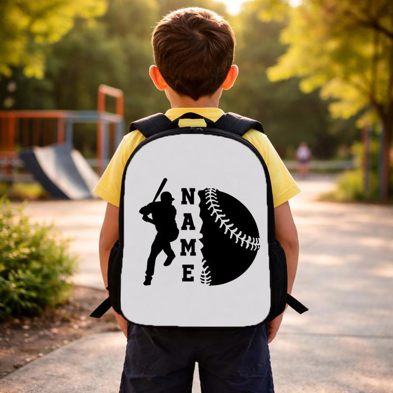 Baseball Silhouette Backpack - Custom Name Kids Bag Custom Backpack