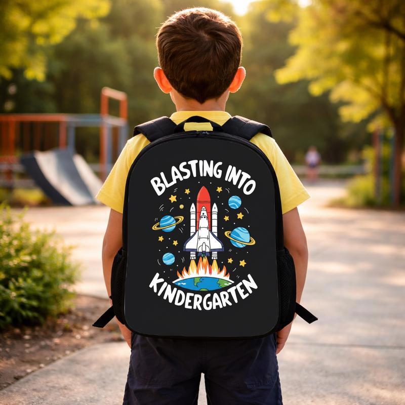 Blasting Into Kindergarten Backpack - Kids Back To School Custom Backpack Blasting Into Kindergarten Backpack - Kids Back To School Custom Backpack