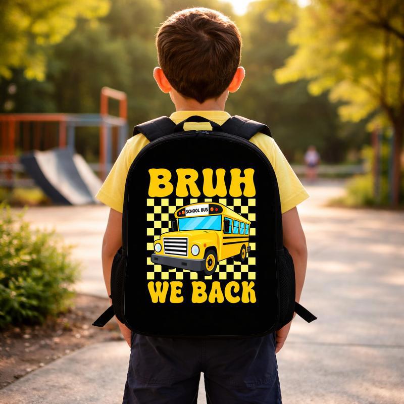 Bruh We Back School Bus Backpack - Funny Back To School Kids Custom Backpack
