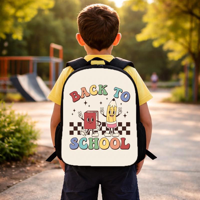 Cartoon School Supplies Backpack - Fun Back To School Design Custom Backpack