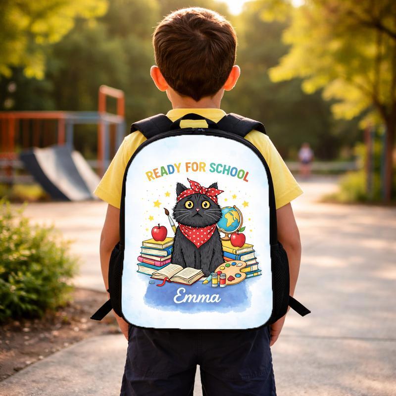 Cat Ready For School Custom Backpack