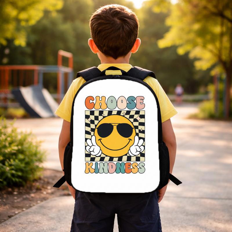 Choose Kindness Smiley Backpack - Positive Kids School Bag Custom Backpack Choose Kindness Smiley Backpack - Positive Kids School Bag Custom Backpack