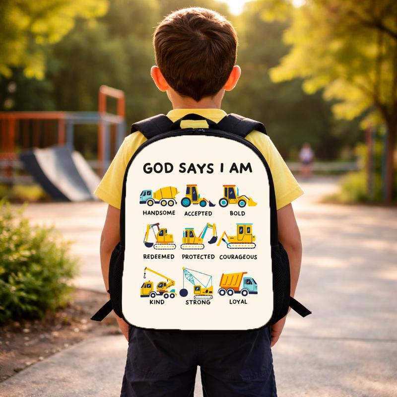 Christian Construction Truck Backpack For Boys - Positive Back To School Gift Custom Backpack Christian Construction Truck Backpack For Boys - Positive Back To School Gift Custom Backpack