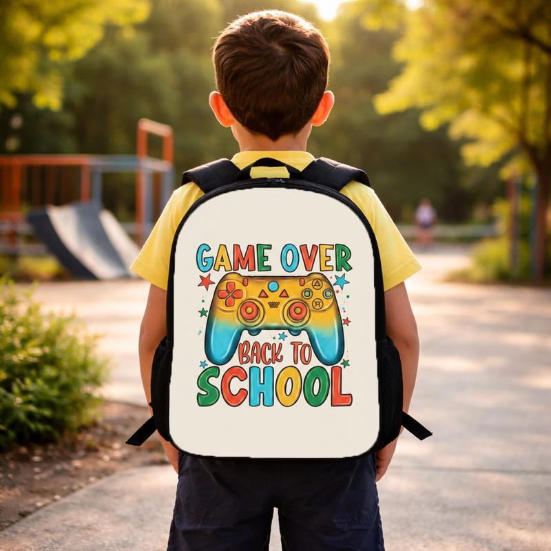 Colorful Game Over Backpack - Back To School Gamer Kids Custom Backpack