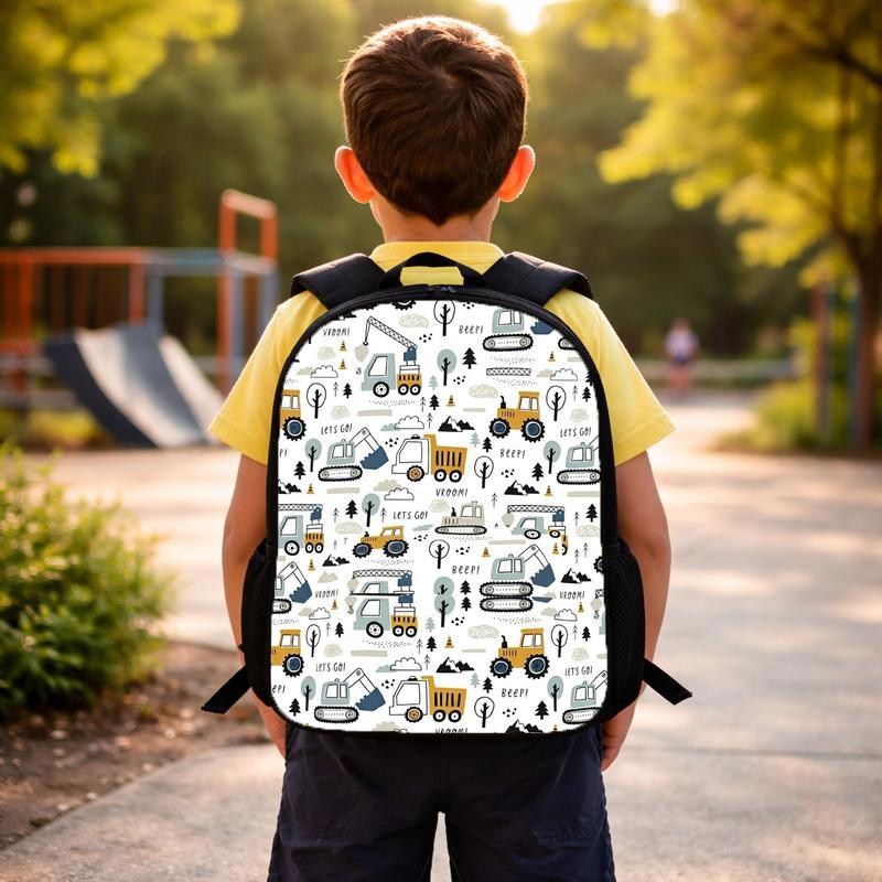Construction Vehicles Backpack For Kids - Pattern Back To School Style Custom Backpack