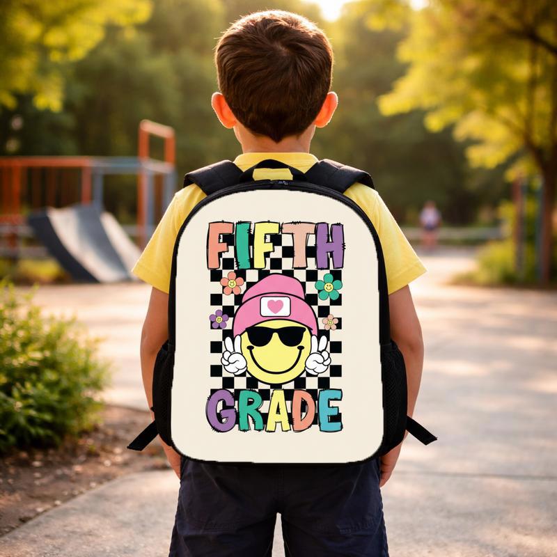 Cool Fifth Grade Smiley Backpack – Back To School Kids Custom Backpack Cool Fifth Grade Smiley Backpack – Back To School Kids Custom Backpack