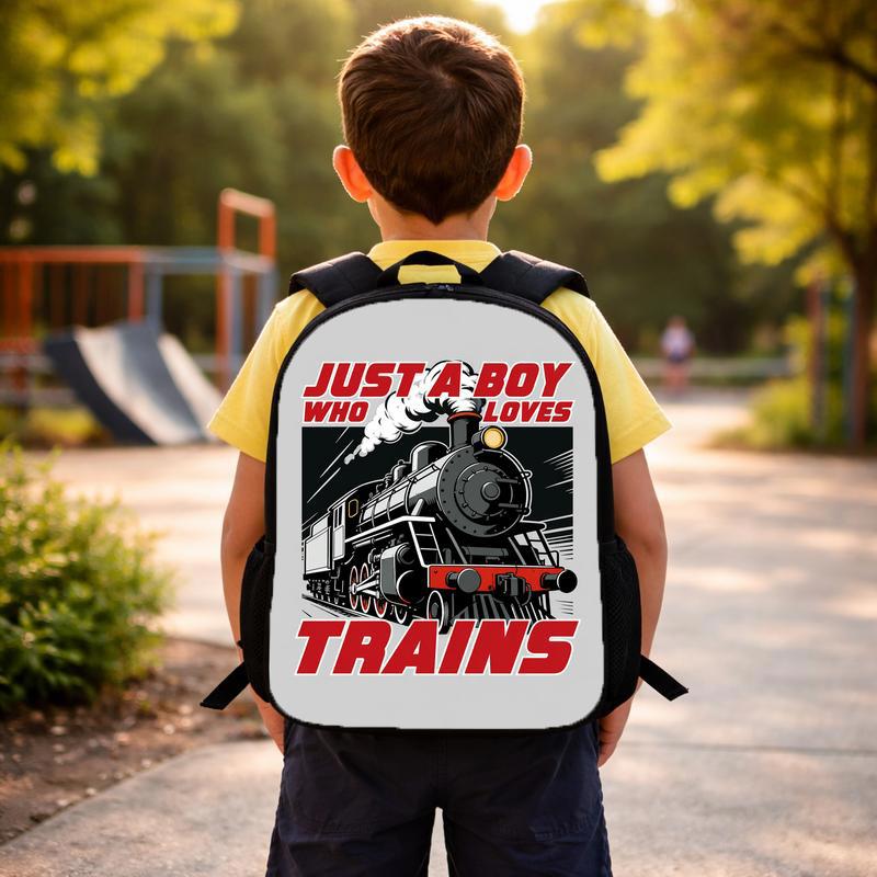 Cool Train Backpack For Kids - Just A Boy Who Loves Trains Custom Backpack