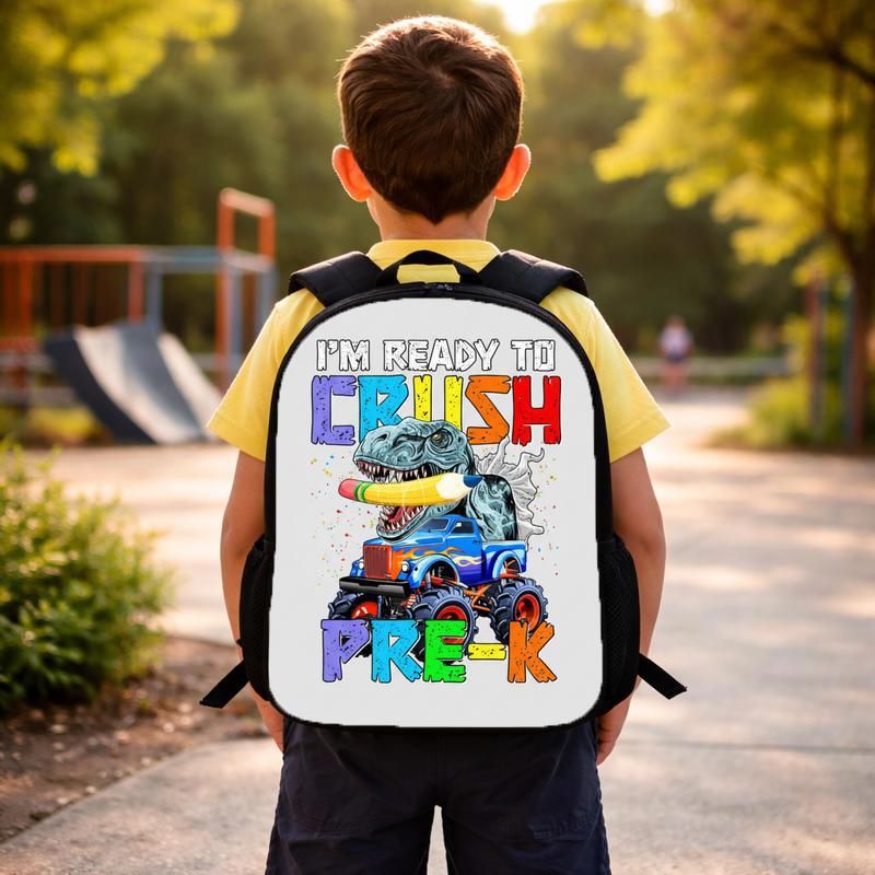 Crush Pre-K Dino Truck Backpack - Kids School Fun Custom Backpack Crush Pre-K Dino Truck Backpack - Kids School Fun Custom Backpack