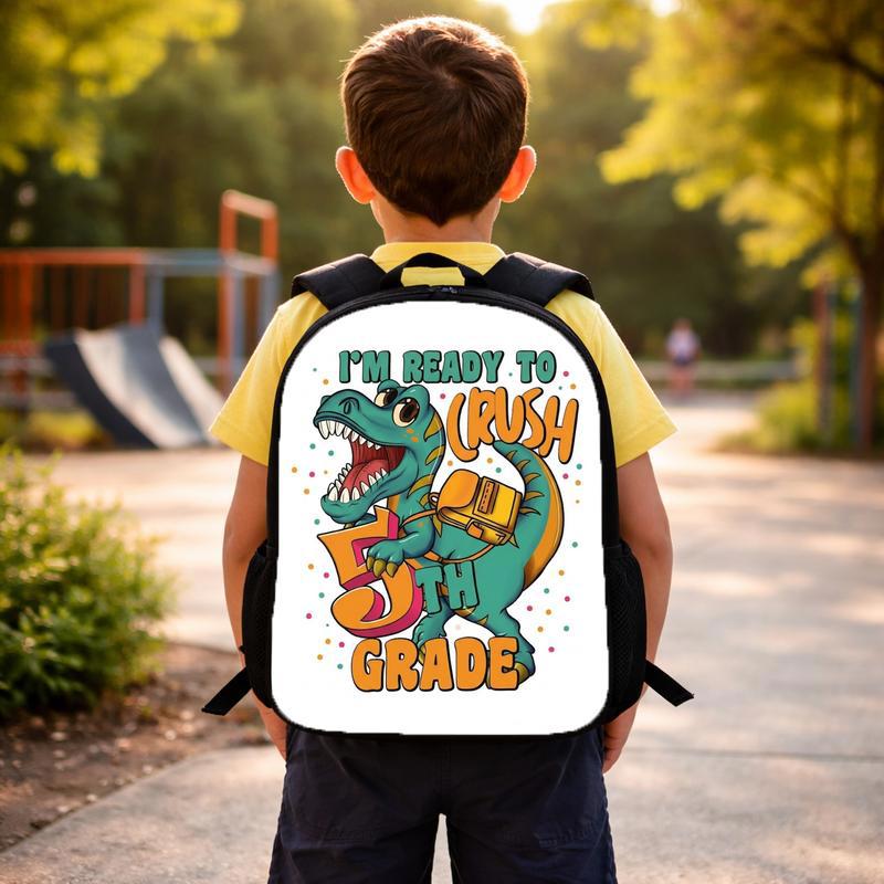 Crush 5th Grade Dino Custom Backpack - Back To School Kids Custom Backpack
