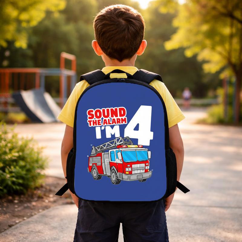 Custom Age Fire Truck Backpack - Funny Back To School Kids Custom Backpack