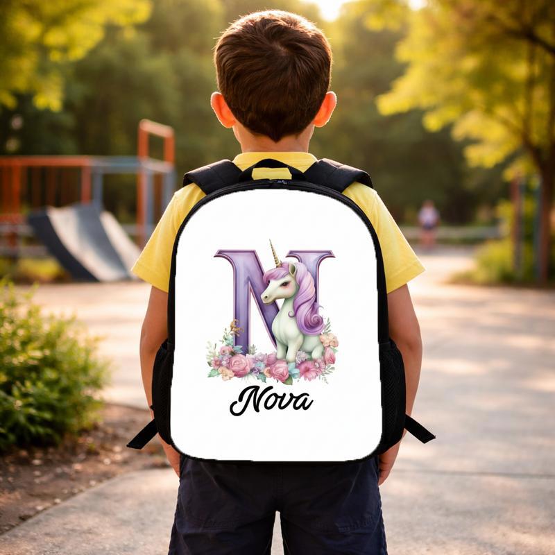 Custom Initial Unicorn Backpack With Name Kids School Bag Custom Backpack Custom Initial Unicorn Backpack With Name Kids School Bag Custom Backpack