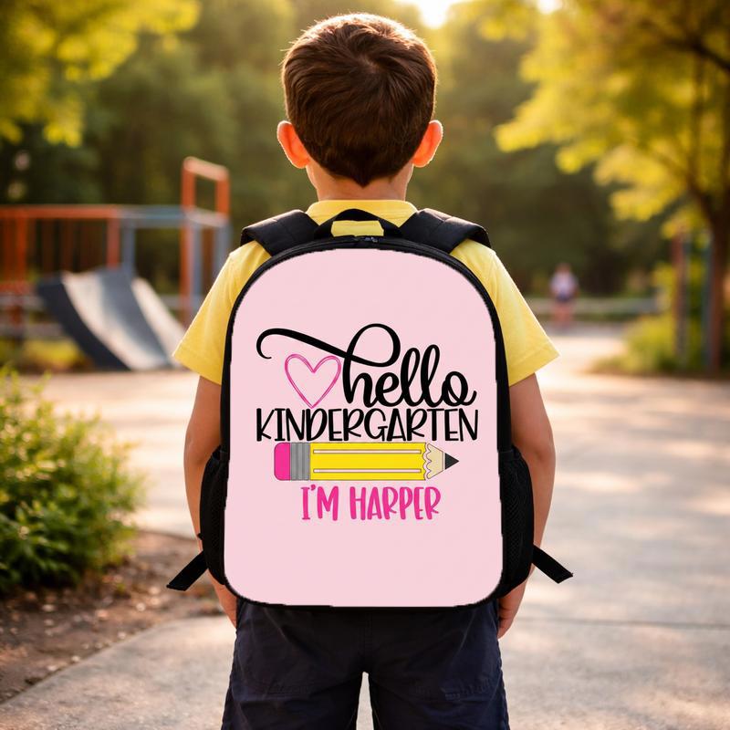 Custom Kids Backpack - First Day Kindergarten With Name Custom Backpack Custom Kids Backpack - First Day Kindergarten With Name Custom Backpack