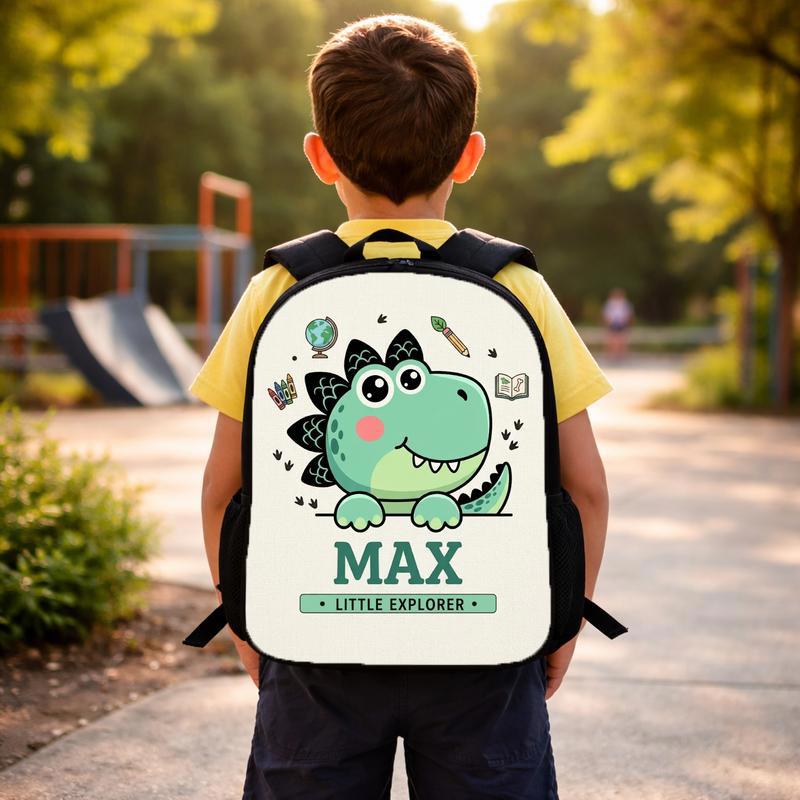 Custom Little Explorer Dino Backpack - School Adventure Kids Custom Backpack
