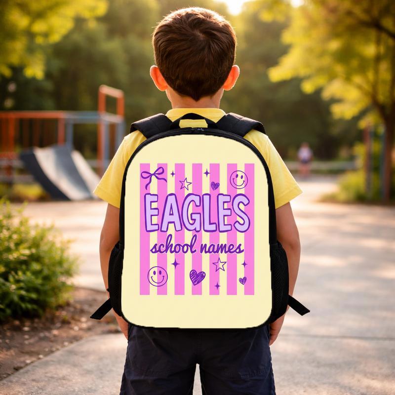 Custom Mascot Striped Backpack - Middle School Spirit Trendy Look Custom Backpack