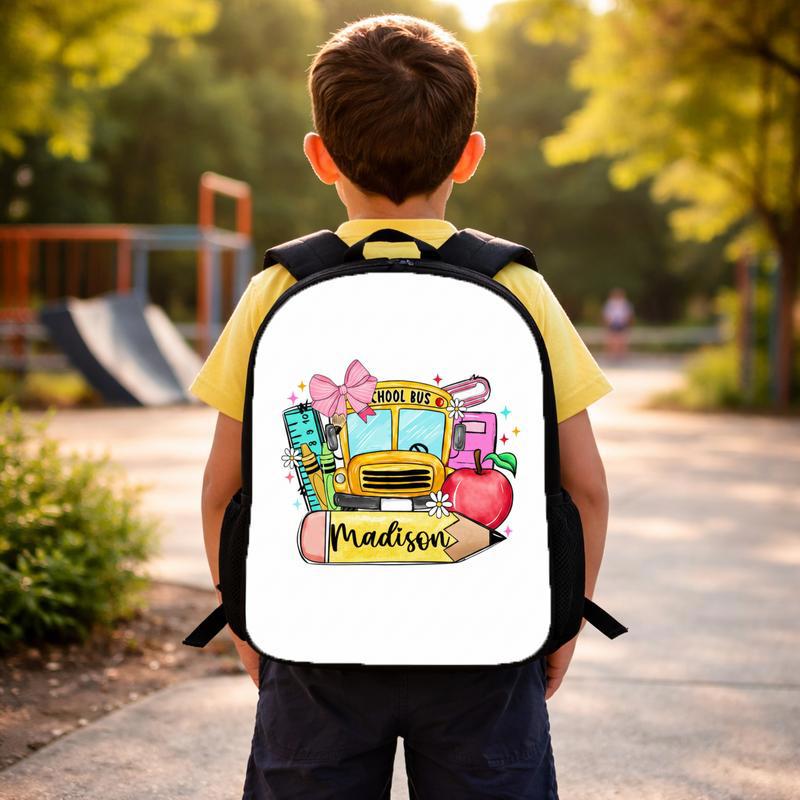 Custom Name Backpack - Cute School Bus Back To School Custom Backpack Custom Name Backpack - Cute School Bus Back To School Custom Backpack