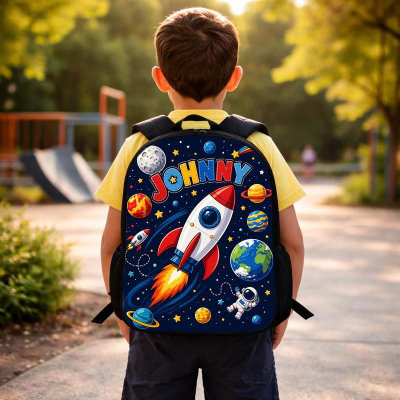 Custom Name Backpack Kids - Rocket Back To School Custom Backpack