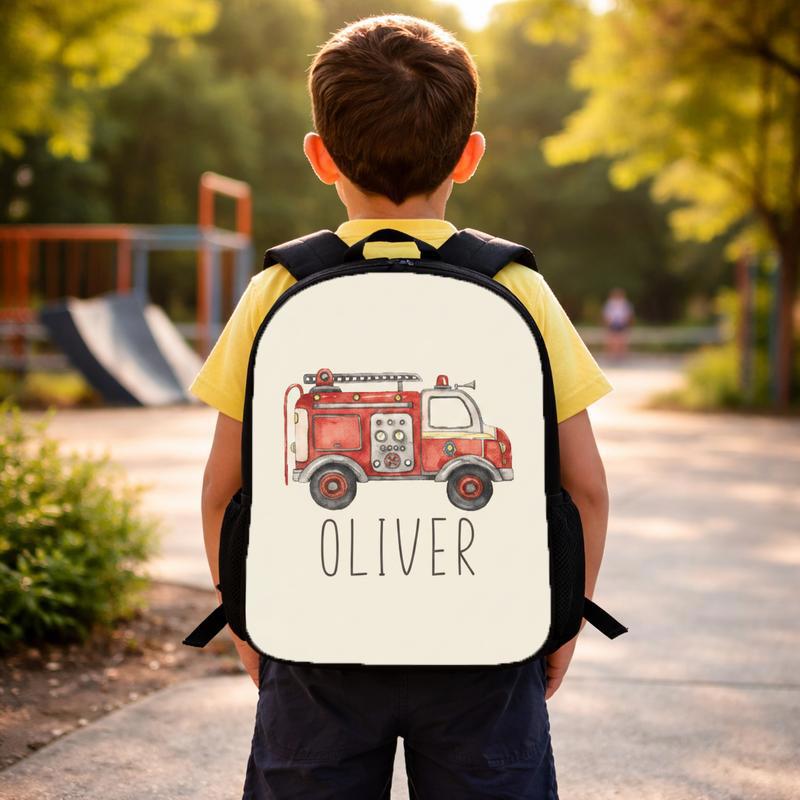 Custom Name Fire Truck Backpack - Kids Back To School Gift Custom Backpack Custom Name Fire Truck Backpack - Kids Back To School Gift Custom Backpack