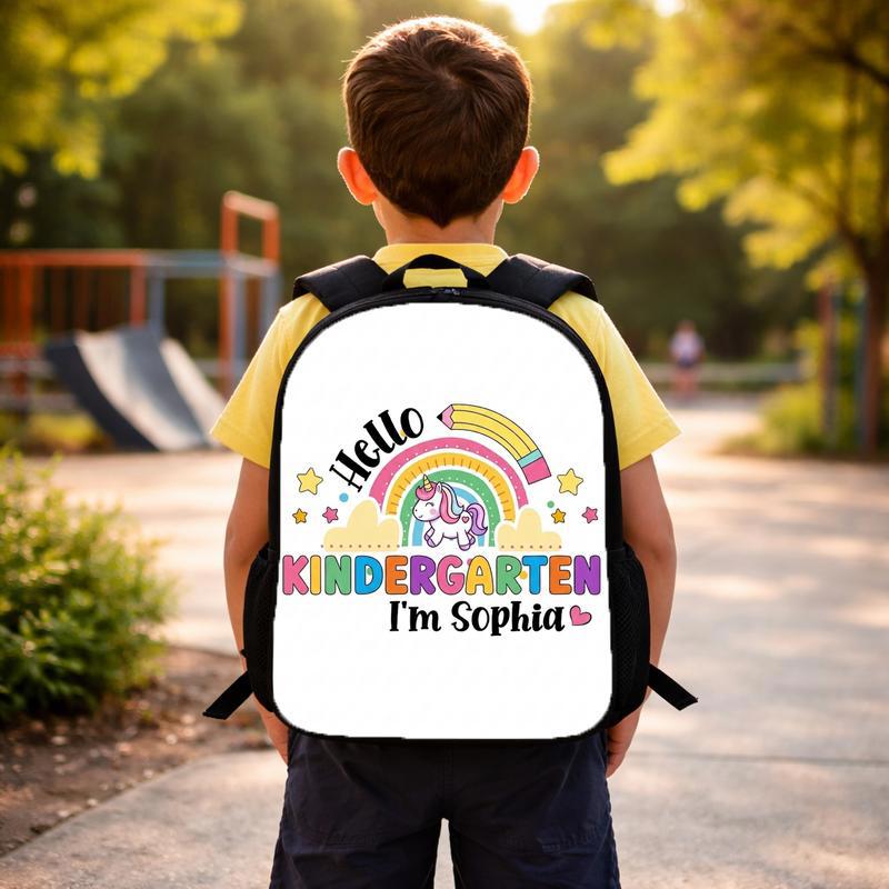 Custom Name Kindergarten Backpack Cute Rainbow Unicorn Custom Backpack