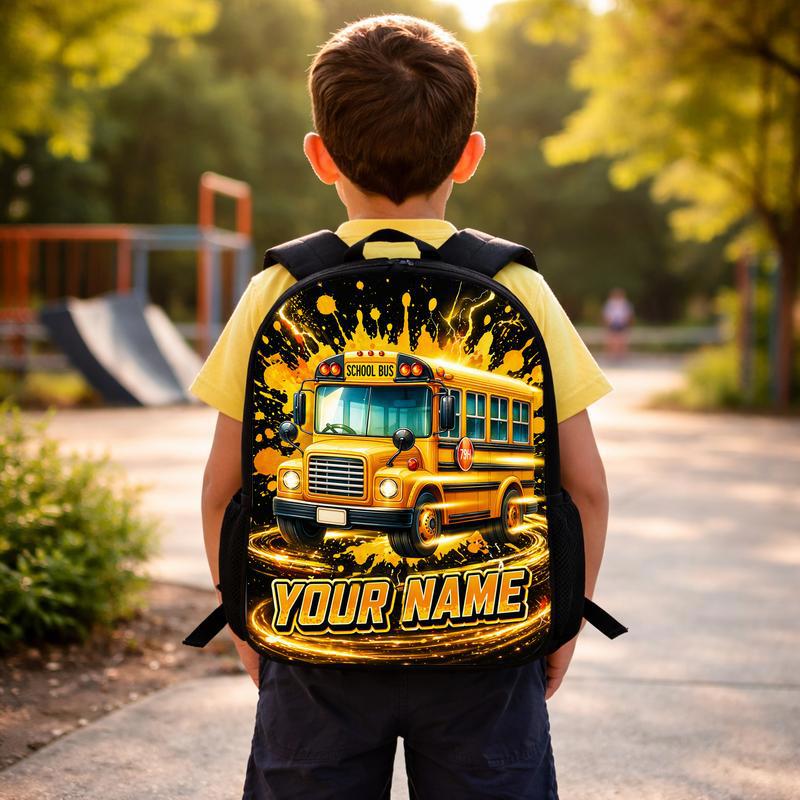 Custom Name School Bus Backpack - Bright Back To School Kids Custom Backpack Custom Name School Bus Backpack - Bright Back To School Kids Custom Backpack