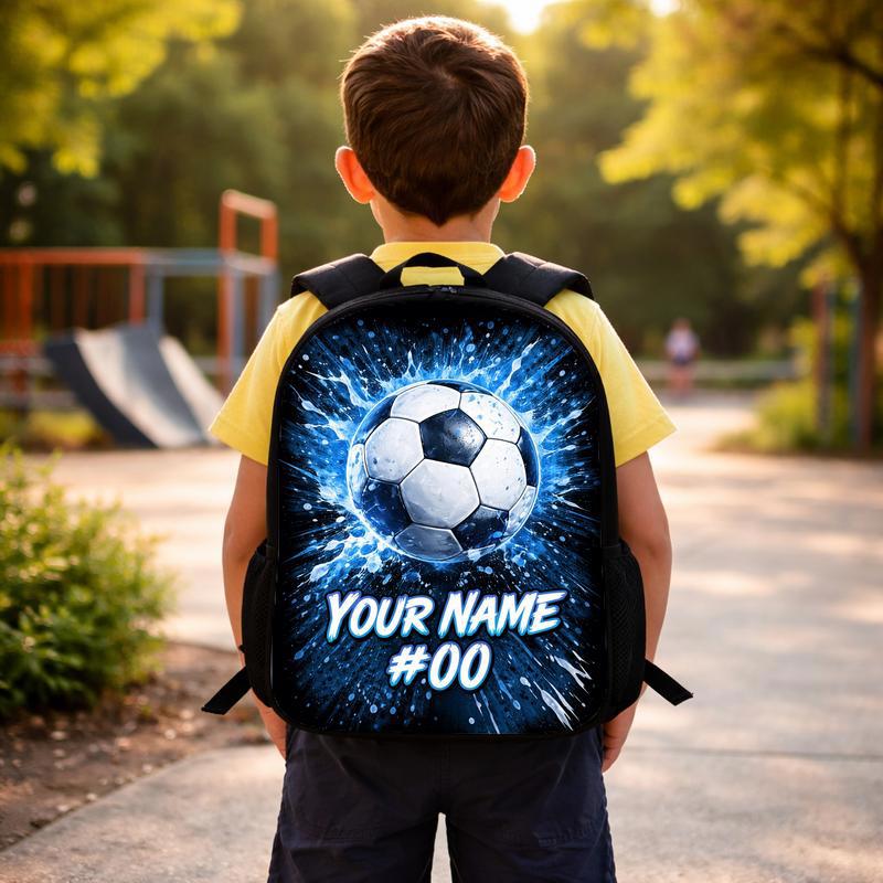 Custom Name Soccer Backpack - Blue Splash With Number Design Custom Backpack Custom Name Soccer Backpack - Blue Splash With Number Design Custom Backpack