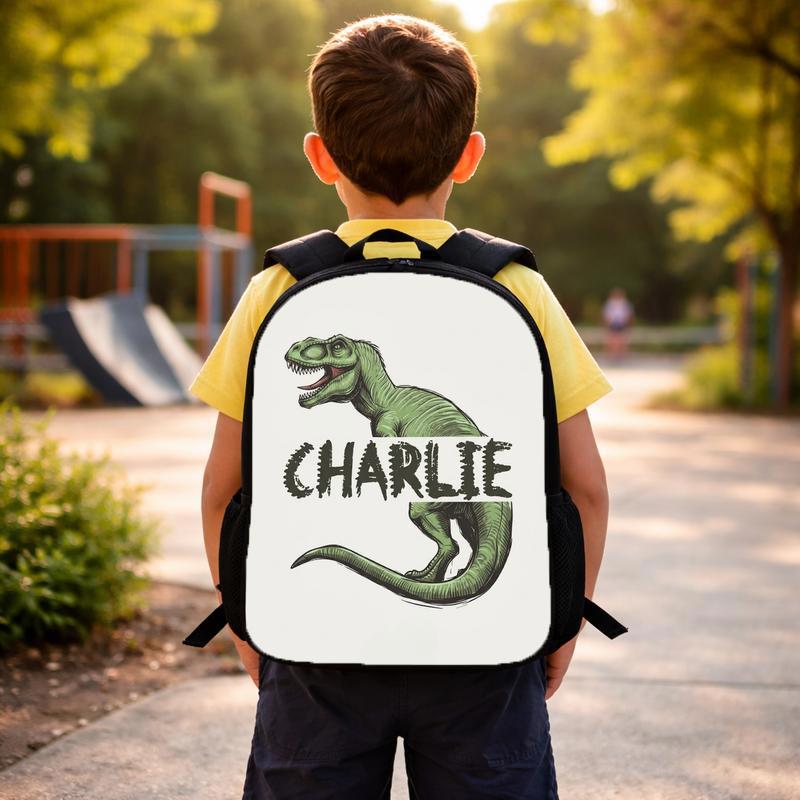 Custom Name T-Rex Backpack - Cool Boys Back To School Custom Backpack