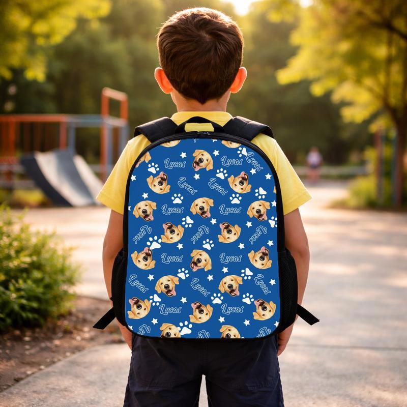 Custom Pet Photo Backpack_ Personalized Dog_Cat Face Gift Set, Back To School Gift Custom Backpack