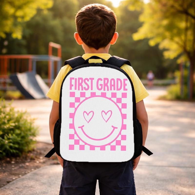 Cute Backpack For Students - Pink Smiley Back To School Custom Backpack