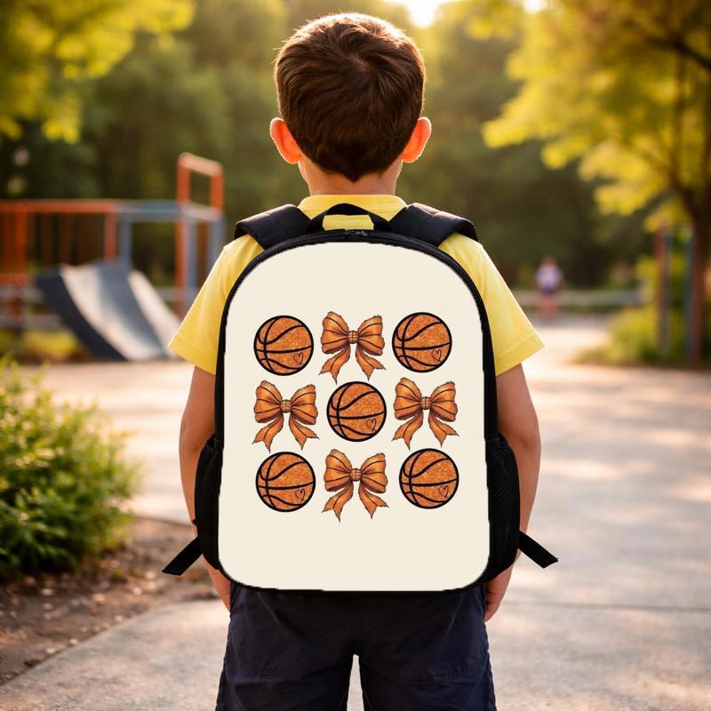 Cute Basketball Pattern Backpack - Back To School Bow Design Custom Backpack Cute Basketball Pattern Backpack - Back To School Bow Design Custom Backpack