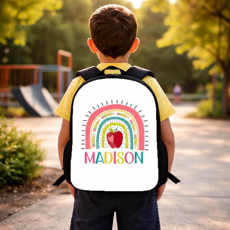 Cute Kindergarten Backpack - Colorful Rainbow Custom Name Design Custom Backpack