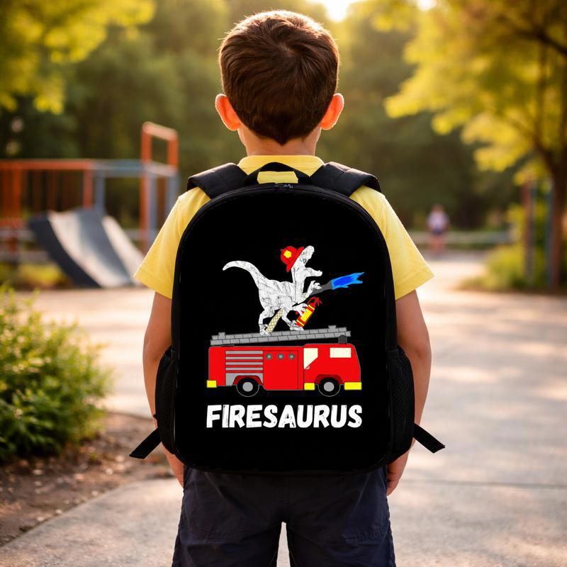 Dinosaur Fire Truck Backpack - Firesaurus Kids Back To School Custom Backpack Dinosaur Fire Truck Backpack - Firesaurus Kids Back To School Custom Backpack