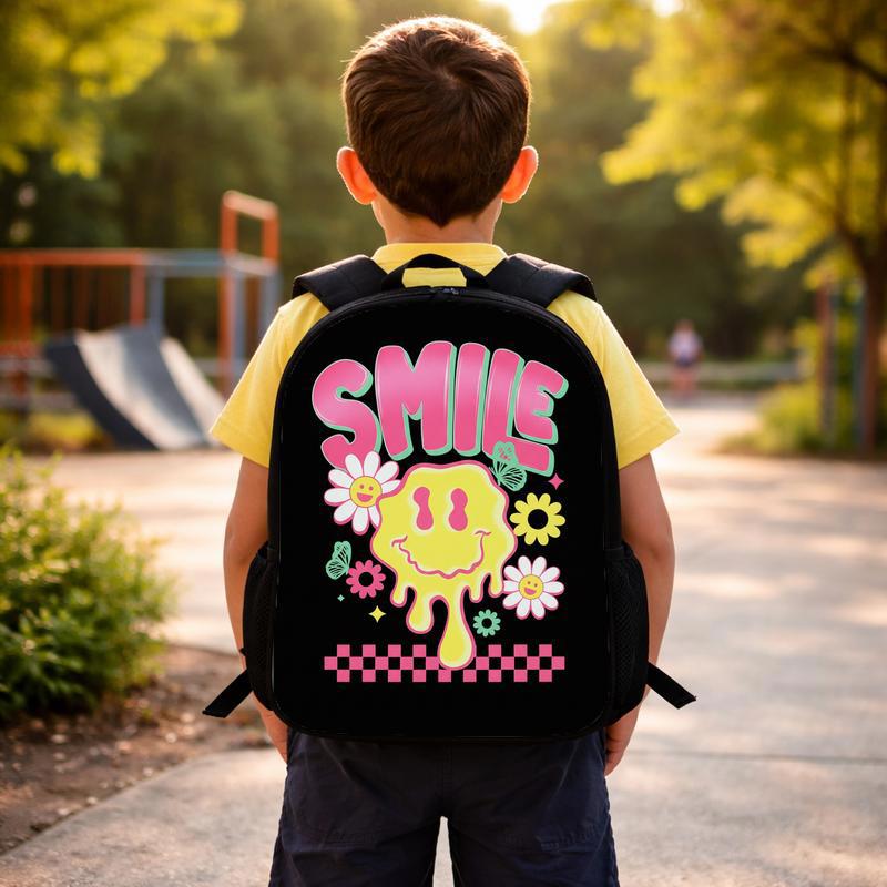 Drippy Smiley Backpack - Retro Back To School Kids Custom Backpack Drippy Smiley Backpack - Retro Back To School Kids Custom Backpack