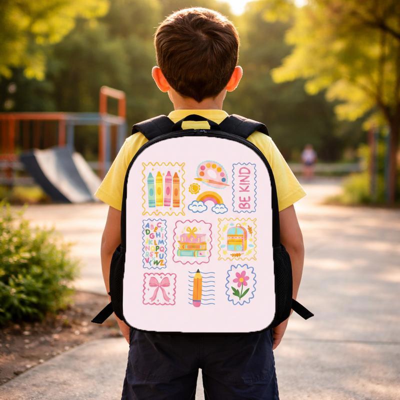 Elementary School Backpack - Colorful School Supplies Art Custom Backpack Elementary School Backpack - Colorful School Supplies Art Custom Backpack