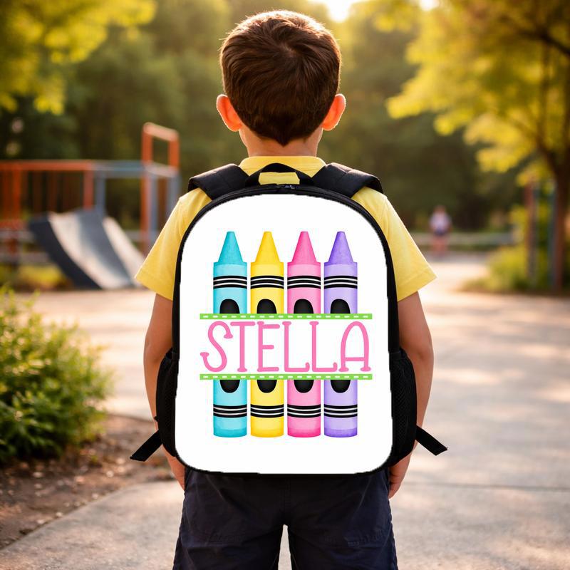 Elementary School Backpack - Custom Name Crayon Style Custom Backpack Elementary School Backpack - Custom Name Crayon Style Custom Backpack