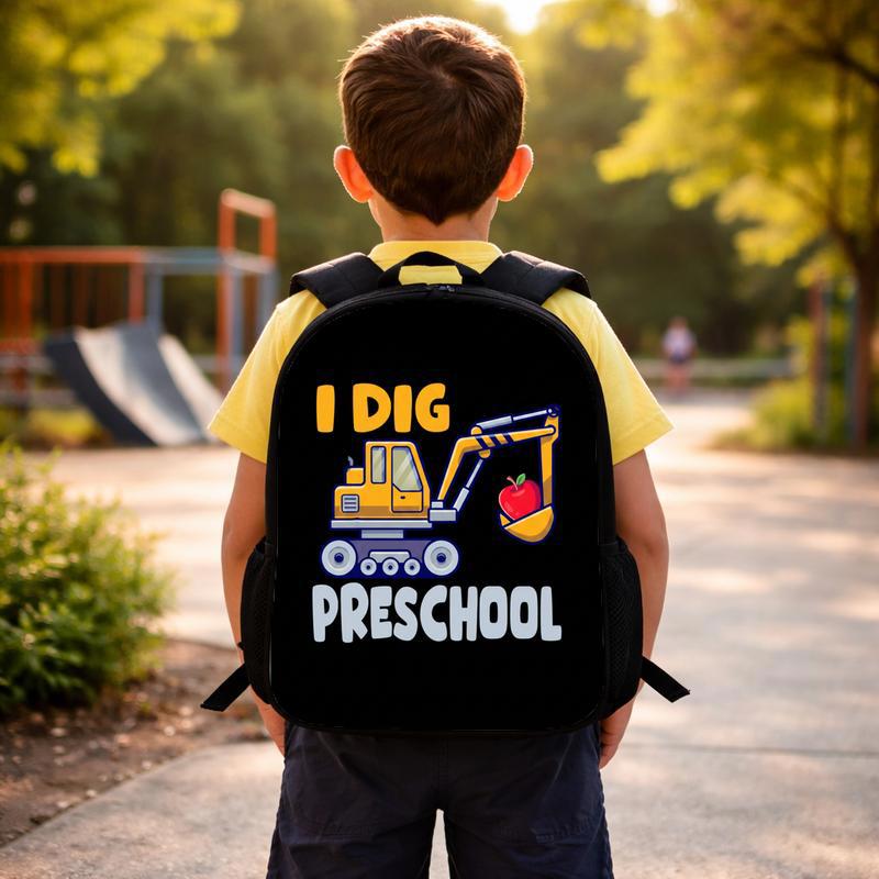 Excavator Kids Backpack - I Dig Preschool Back To School Custom Backpack Excavator Kids Backpack - I Dig Preschool Back To School Custom Backpack