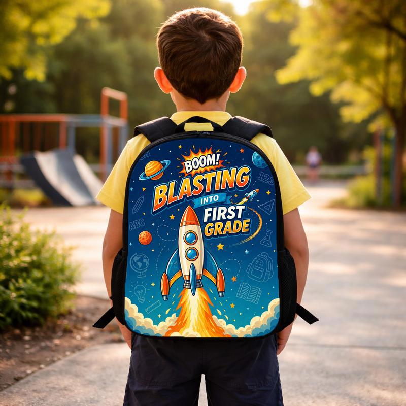 First Grade Rocket Backpack Kids - Blasting Into First Grade Custom Backpack