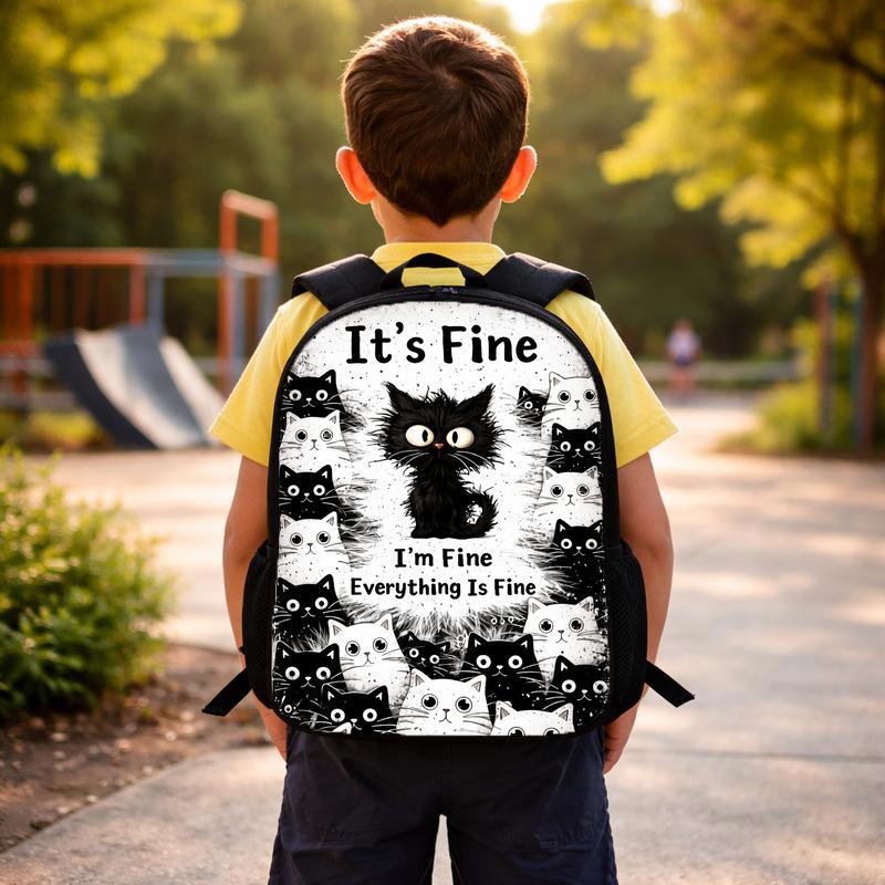 Funny Black Cat School Backpack For Girls Boys Custom Backpack Funny Black Cat School Backpack For Girls Boys Custom Backpack