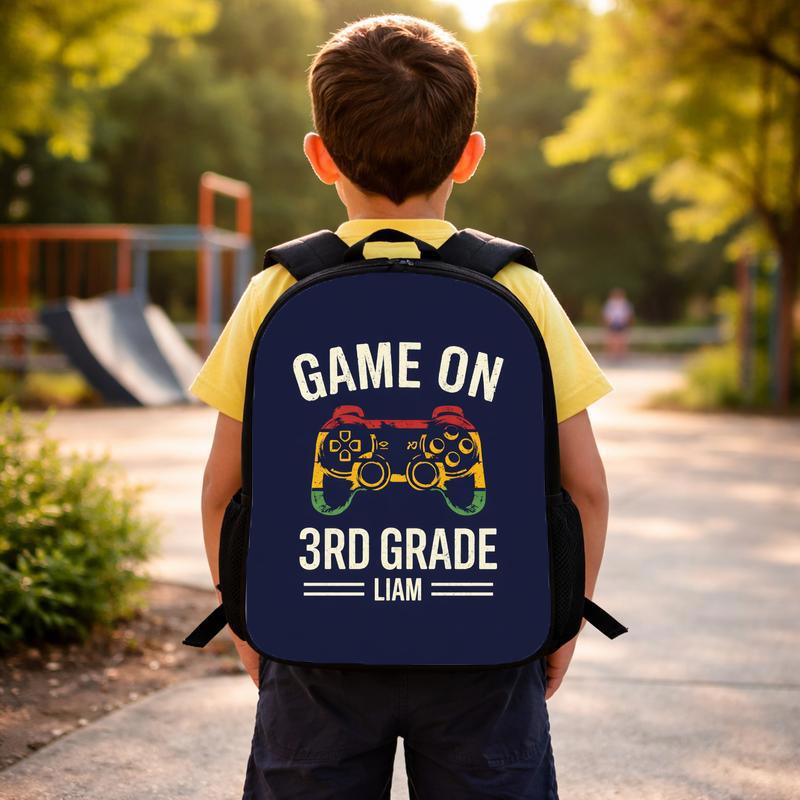 Game On 3rd Grade Backpack - Vintage Personalized Gamer Kids Custom Backpack Game On 3rd Grade Backpack - Vintage Personalized Gamer Kids Custom Backpack