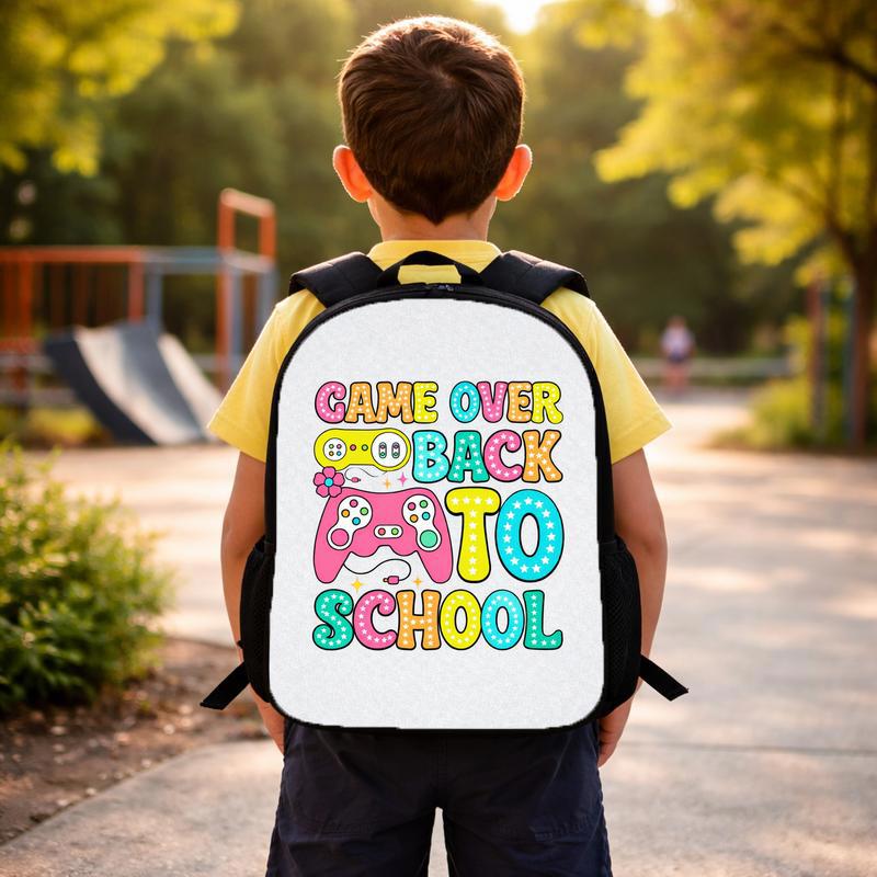 Game Over Back To School Backpack - Cute Gamer Kids Style Custom Backpack Game Over Back To School Backpack - Cute Gamer Kids Style Custom Backpack