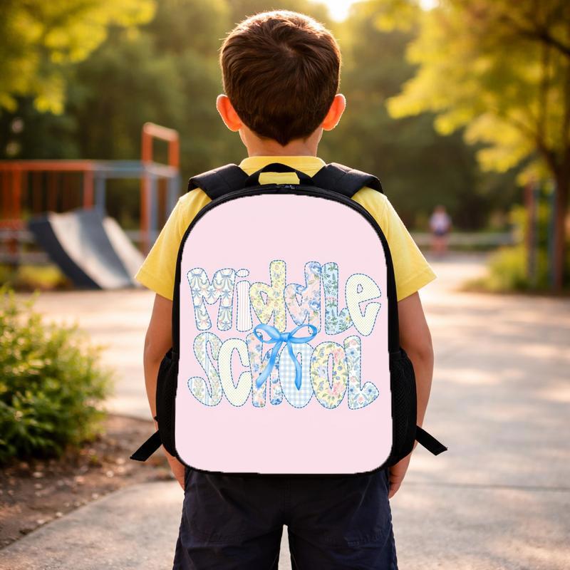 Girl Middle School Backpack - Back To School Floral Bow Style Custom Backpack