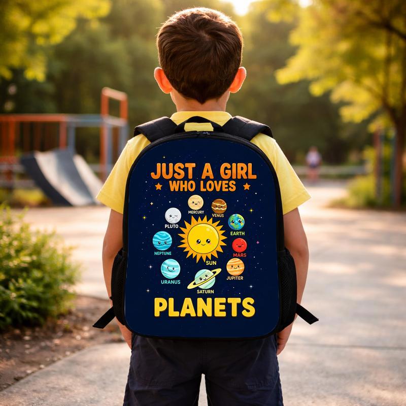 Girls Backpack Space - Just A Girl Who Loves Planets Custom Backpack Girls Backpack Space - Just A Girl Who Loves Planets Custom Backpack
