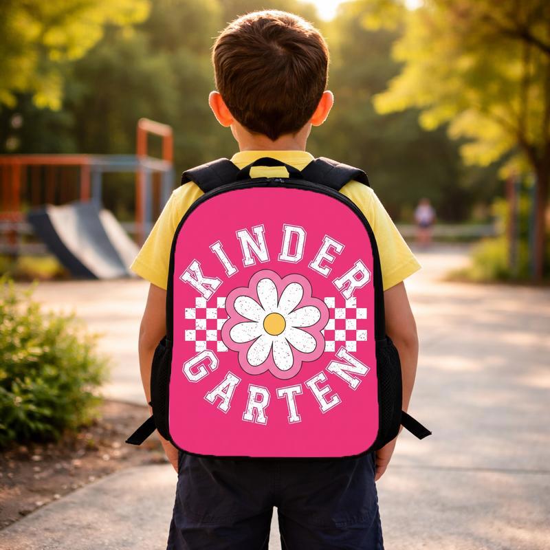 Girls Kindergarten Backpack - Daisy Checkerboard Cute Style Custom Backpack
