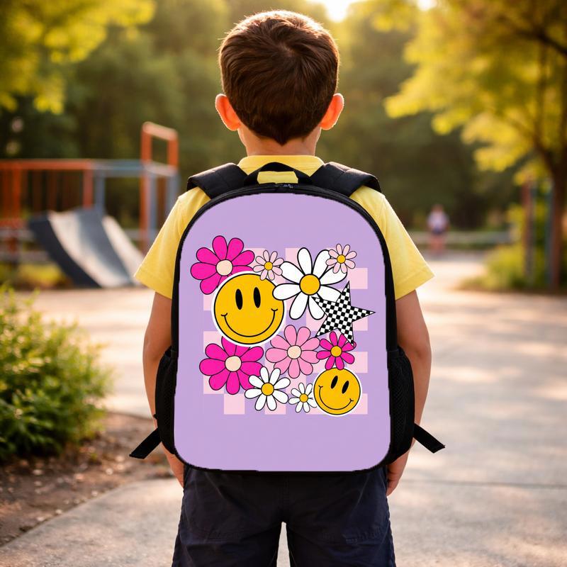 Groovy Smiley Daisy Backpack - Retro School Style For Girls Custom Backpack
