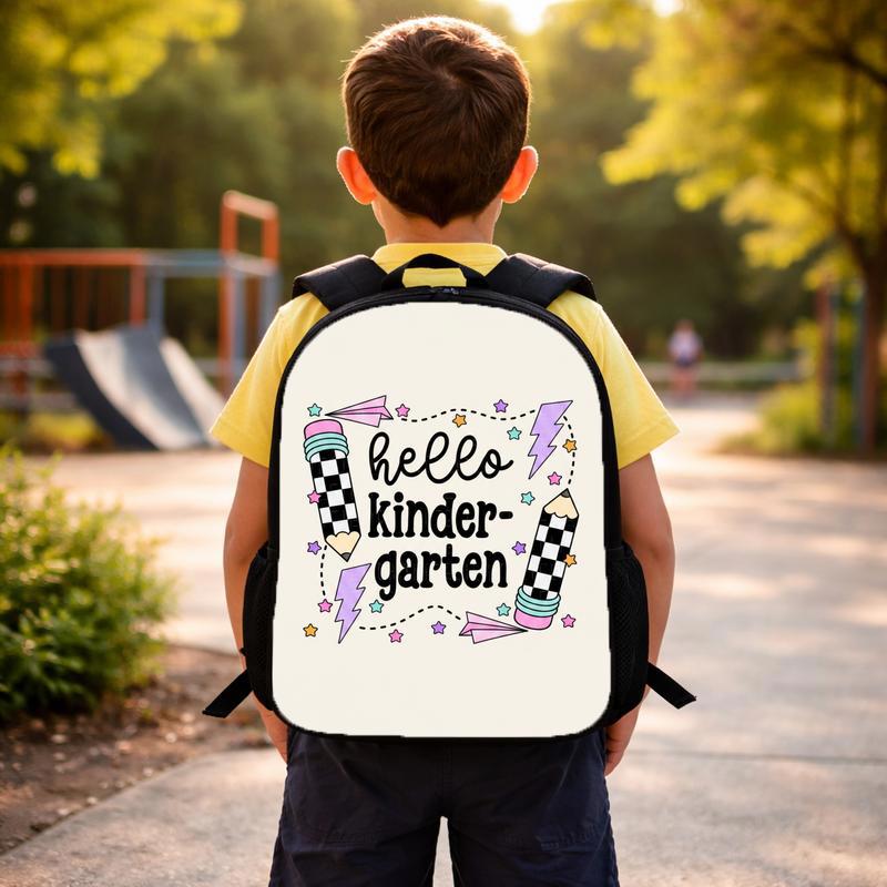 Hello Kindergarten Backpack - Retro Checkerboard School Style Custom Backpack Hello Kindergarten Backpack - Retro Checkerboard School Style Custom Backpack
