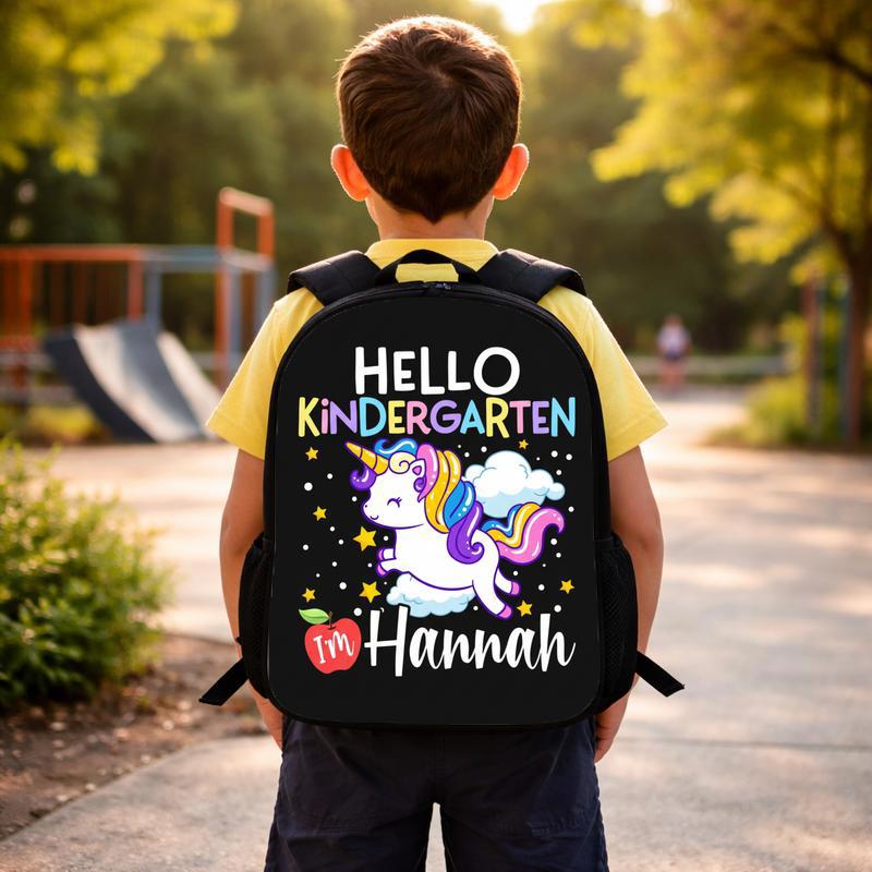 Hello Kindergarten Unicorn Backpack - Cute Kids School Bag Custom Backpack Hello Kindergarten Unicorn Backpack - Cute Kids School Bag Custom Backpack